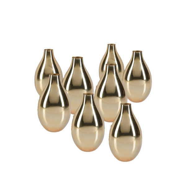 Everly Quinn 24 Metallic Gold Flower Vase, Golden Teardrop Shape Vase